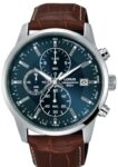 Lorus Mens Chronograph Sunray Blue Dial With Brown Leather Strap Watch – 2 Year Warranty – Free C&C
