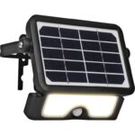 Luceco Solar Powered LED Outdoor Floodlight with PIR Motion Sensor, Security Light, Exterior Lighting, IP65, 5W, 550lm, 4000K, LEXSF6B40