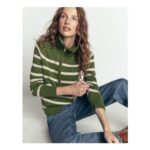 Lucy Half Zip Jumper – Green Stripe