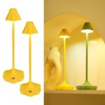 LuminexDesigns Cordless Rechargeable Flower Table Lamp, Yellow – Set of 2