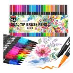 Lyuvie 24-Color Dual-Tip Brush Marker Set with Case