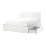 MALM High Bed Frame with 2 Storage Boxes – White/Lury Standard Double