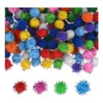METERXITY Glitter Pom Pom Balls, 100-Pack, 0.6 in Mixed Colors