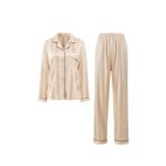 MODISHION 2-Piece Long-Sleeved Pyjamas Set – Light Beige