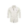 MODISHION Button-down Long-Sleeve Shirts with Stand-up Collar