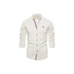 MODISHION Button-down Long-Sleeve Shirts with Stand-up Collar