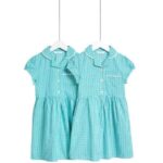 M&S Girls Cotton Rich School Dresses, 5-6 Years, Green