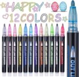 Maqhpu 12 Glitter Pens Colouring Pens, Stocking Fillers, Stocking Fillers Kids, Gifts for 6 7 8 9 10 11 12 Year Old Girls, 12 Outline Marker Pens for Arts and Crafts, Stocking Stuffers for Teen Girls