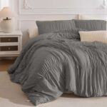 Masaca Grey Oversized King Ruched Ruffle Comforter Set