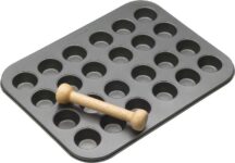 MasterClass 24 Hole Non-Stick Mini Tart & Canapé Tray with Wooden Plunger Tool, Carbon Steel, 35 x 27cm, PFAS-Free