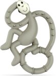 Matchstick Monkey, Antimicrobial Silicone Teether, Easy To Grip, BPA Free, 3 Months Old, 10 cm, Grey Mini Monkey