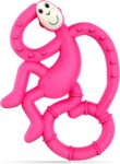 Matchstick Monkey, Antimicrobial Silicone Teether, Easy To Grip, BPA Free, 3 Months Old, 10 cm, Pink Mini Monkey