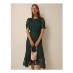 Megan Rose Lace Midi Dress Green