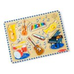 Melissa & Doug Wooden Musical Instrument Sound Peg Puzzle (8-Pc)