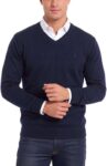 Mens 100% Cotton Jumper Knit V-Neck Plain Classic Sweater Pullover Knitted Sweatshirt UK Size XXL