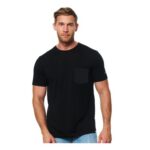 Mens 100% Merino Short Sleeve Henley Shirt with Pocket