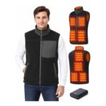 Mens 9-Zone Fleece Heated Gilet with 7.4V 16000mAh Battery Black