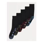 Mens Black Camo Ankle Socks – 5 Pack – Free CC