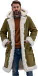 Mens Coats Faux Fur Trim Parka Long Hooded Outerwear Thick Fleece Clothing