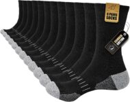 Mens Cotton Crew Socks, Cushioned Work Athletic Socks