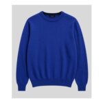 Mens Denim Blue Wool Crew Neck Jumper