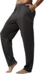 Mens Lounge Trousers Pjs Bottoms Breathable Pyjama Pants Nightwear Elastic Waisted Lounge Pants with Pockets PJs Solid Summer Loungewear