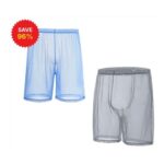 Mens See-through Mesh Boxer Shorts – Blue Grey 3XL