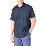 Mens Slim-Fit Short-Sleeved 100% Cotton Printed Shirt – XS