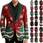 Mens Suits Christmas Blazers Corduroy Ceremony Jacket Single Breasted Coat