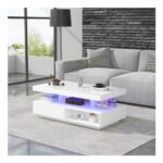 Merax High Gloss LED Coffee Table – White