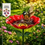 Metal Flower Garden Bird Bath Handmade, Bird Feeder, Bath for Garden Rose Red/Wine Red or Yellow – SB USMEI-UK/FBA
