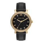 Michael Kors Corey Watch for Women, Quartz Three-Hand, Steel/Leather Strap