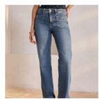 Mid Blue Patch Pocket Wide Leg Jeans