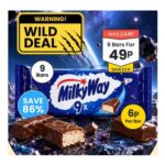 Milky Way Nougat & Milk Chocolate Snack Bars, Multipack 9x 21.5g