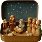 Mini Christmas Nativity Set In A Tin Box,Xmas Pocket Nativity Scene Tin
