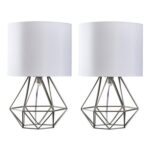 MiniSun Modern Brushed Chrome Basket Table Lamps Set of 2