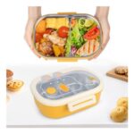 Minicoco Stainless Steel Bento Box, 2 Compartments, Leakproof, Thermal, Yellow