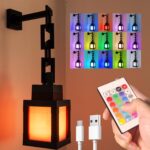 Mldnld 16Color Pixel Lantern Night Light, USB Rechargeable Wall Mount Night Lamp, Ambient Lighting for Bedroom & Game Room, Christmas Gift for Boys Energy Class A