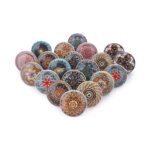 Multicolor Flower Ceramic Cabinet Knobs Vintage Look, Set of 20