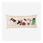 Multicolour Embroidered Ghost Pattern Cushion 76x35cm