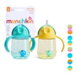 Munchkin Tip and Sip Cup, 2-Pack, 6m, Weighted Straw, Blue/Yellow