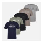 NICCE Mens Gilder Five-Pack T-Shirts – Multi Colour
