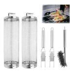 NXPUXP 2-Pack Stainless Steel Rolling Grill Basket with Removable Handles