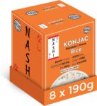 Nashi Shirataki Konjac Moyu Rice 190g (Pack of 8) – Odour Free, Low Calorie (8 Cal), Fat Free Konjac Rice Vegan, Keto & Gluten Free, Glucomannan, High Fibre, Low Carb Rice Alternative, Ready to Eat