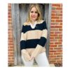 Navy & Beige Soft Touch Striped Knitted Rugby Jumper
