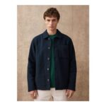 Navy Blue Wool Look Fleece Shacket
