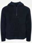 Navy Borg Fleece Zip Neck Lounge Hoodie – Free C&C (Limited sizes)