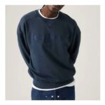 Navy Boxy Applique Graphic Cotton Sweatshirt