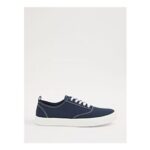 Navy Canvas Lace-up Trainers