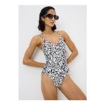 Navy Floral Stamp Swimsuit 26